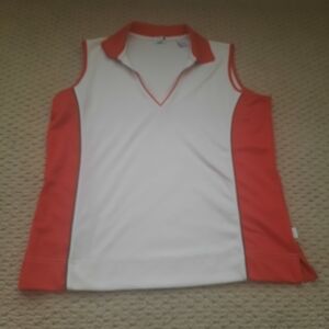 Izod C - pink / red,  sleeveless shirt, preowned, size Medium